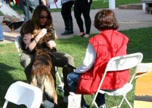 Sindi and dog and dog's mom in an animal communication session